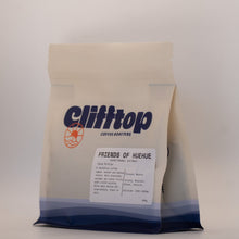 Load image into Gallery viewer, A bag of Clifftop Coffee Roasters 'Friends of Huehue' whole bean coffee, shown on a plain light gray background.
