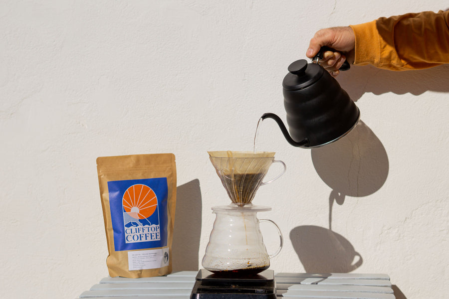 V60 pour over coffee brewing — Clifftop Coffee brew guide